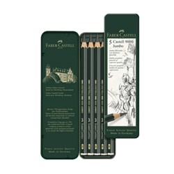 FAB-10-119305 - FABER CASTELL 9000 PENCILS Jumbo Graphite Asst Tin5